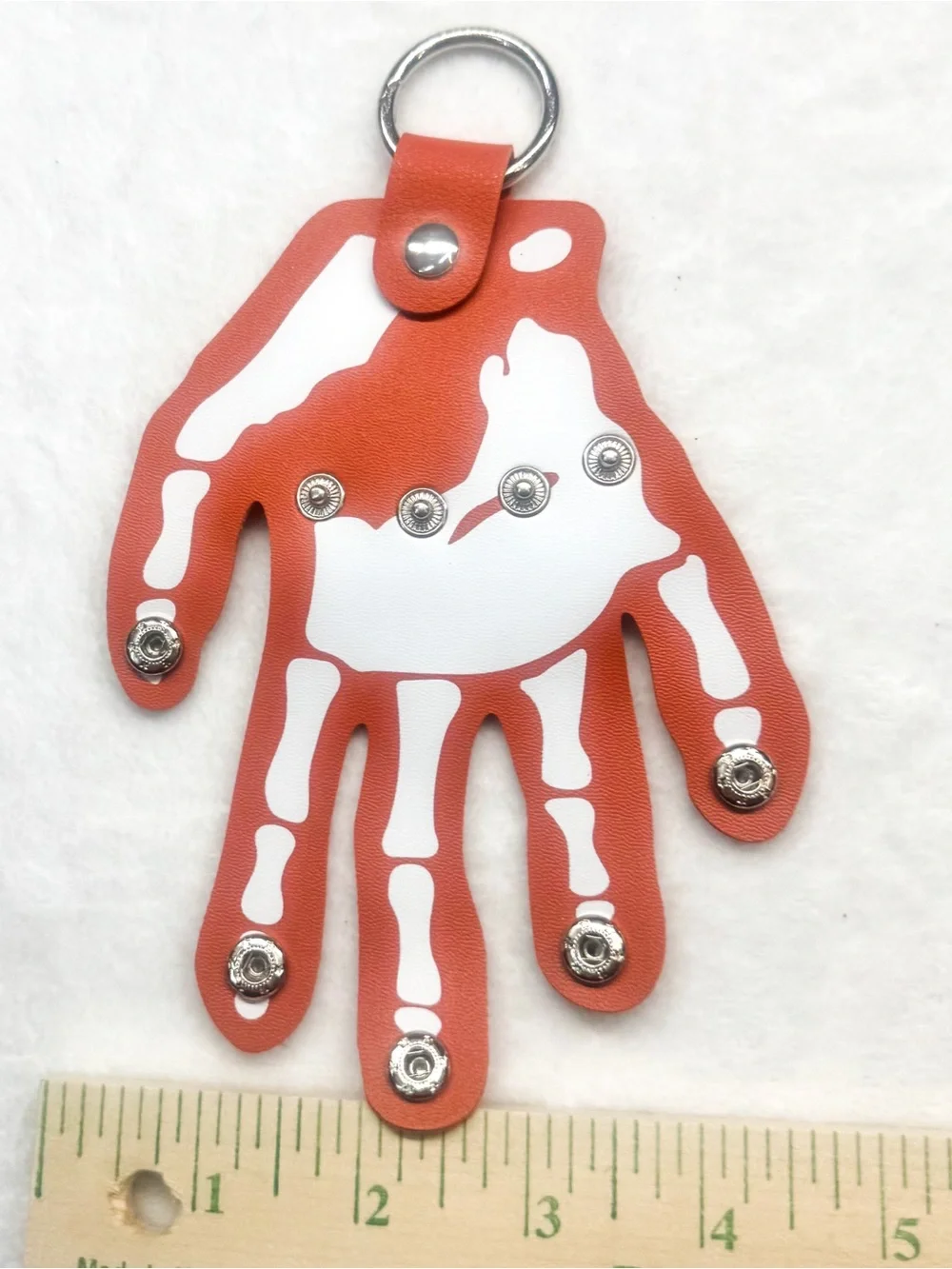 Orange Skeleton Hand Key Holder – Snap Closure Halloween Keychain